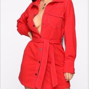 Short red street style dress